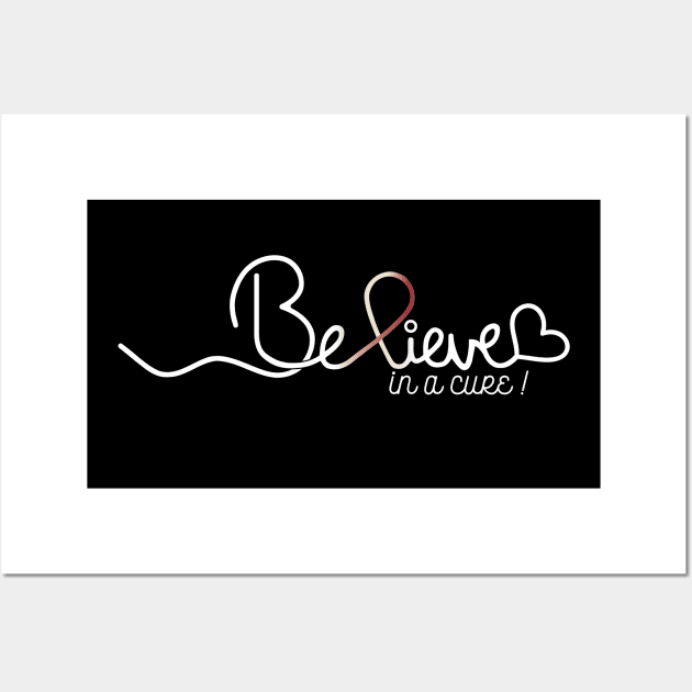 Believe- Throat Cancer Gifts Kidney Cancer Awareness Wall Art by AwarenessClub